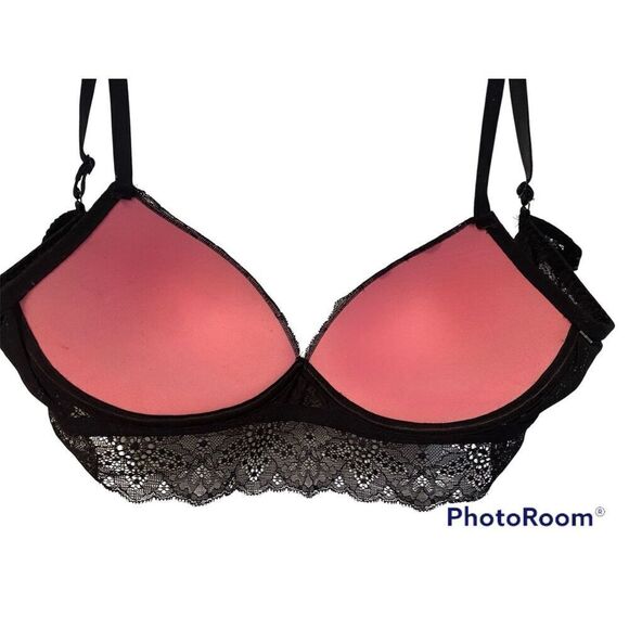 PINK Victoria’s Secret Lace Wireless Push Up Bra Black - Picture 6 of 9